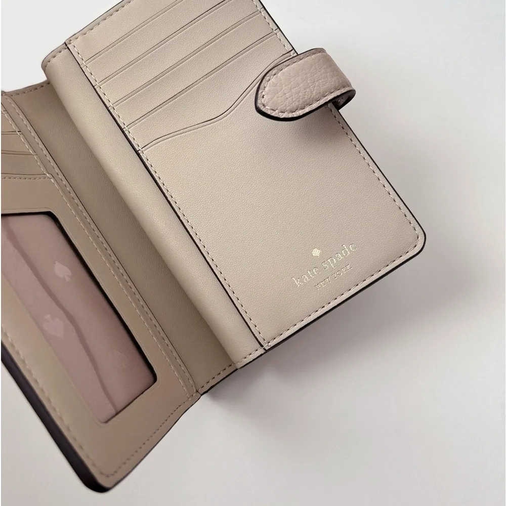 kate spade Two-Tone Pebbled Leather Wallet in Cream and Beige